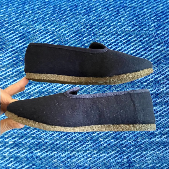 TORY BURCH NAVY BLUE NEW BOX SHOES LAMB FUR LOGO BILLY SLIPPERS 5 - Picture 6 of 9